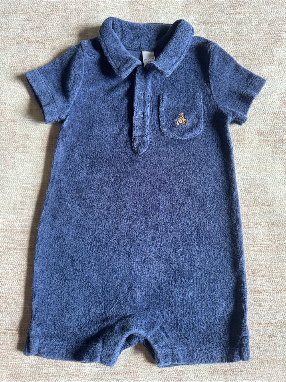 Baby GAP Navy Terry Polo Romper size 3-6M